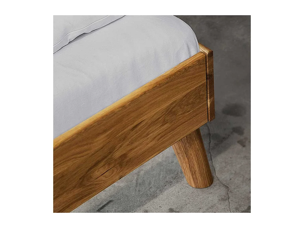 Singlebett aus Wildeiche Massivholz Bettkasten