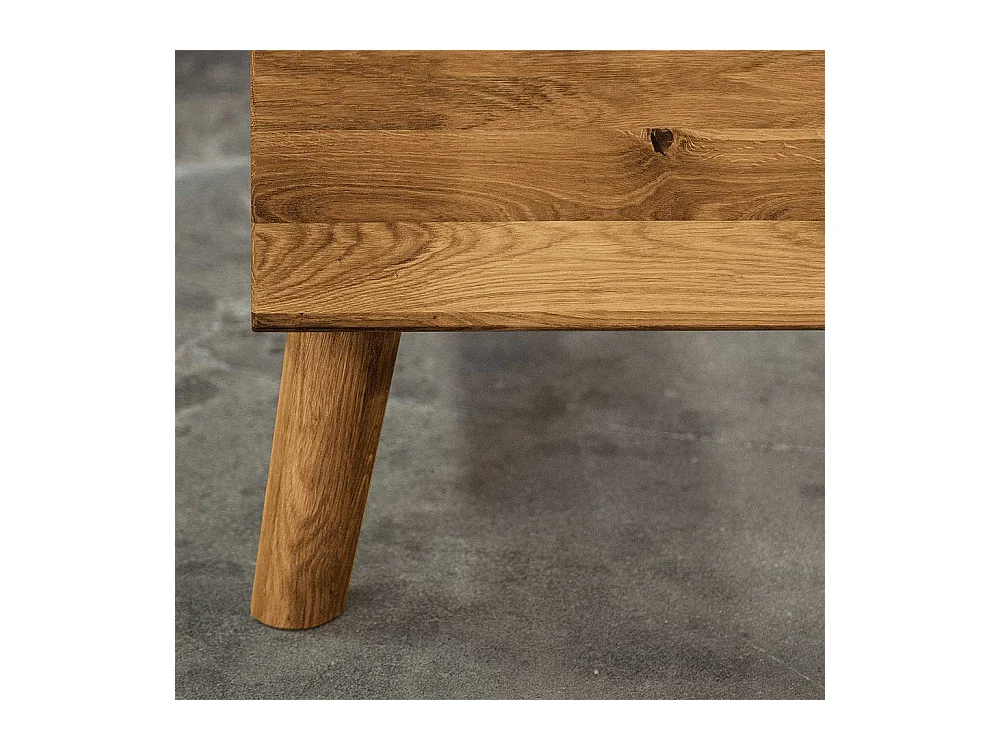 Singlebett aus Wildeiche Massivholz Bettkasten