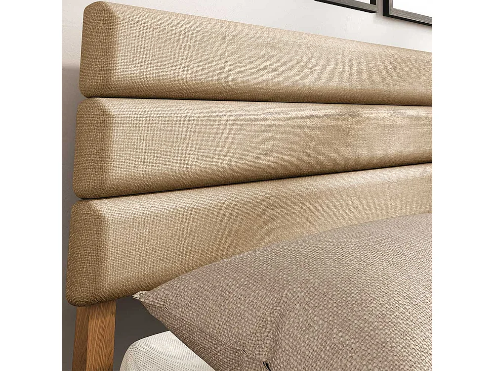 Breites Bett mit Konsolen - 214 cm tief 152 cm breit (dreiteilig)