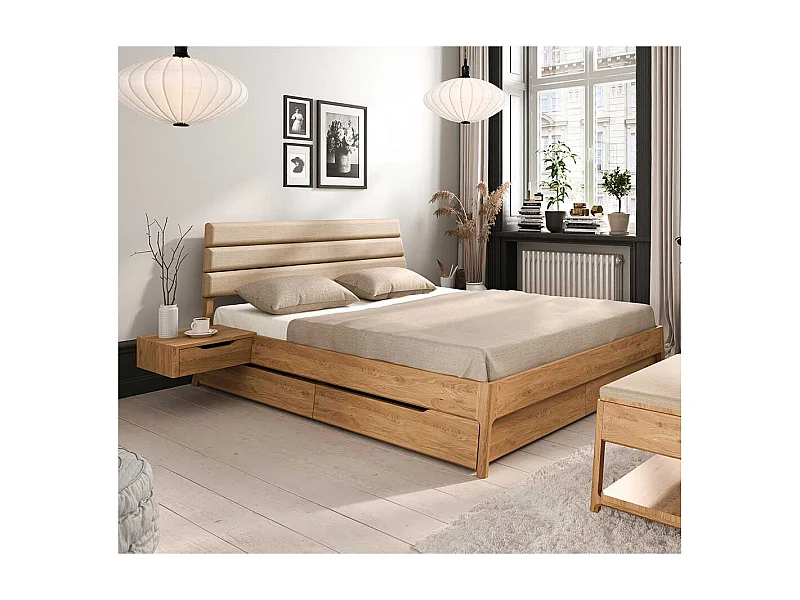 Breites Bett mit Konsolen - 214 cm tief 152 cm breit (dreiteilig)
