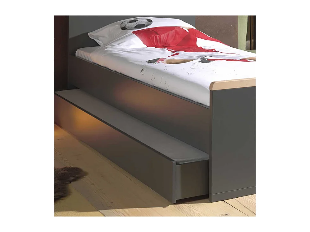 Jugendzimmer Bett in Anthrazit und Buche modern