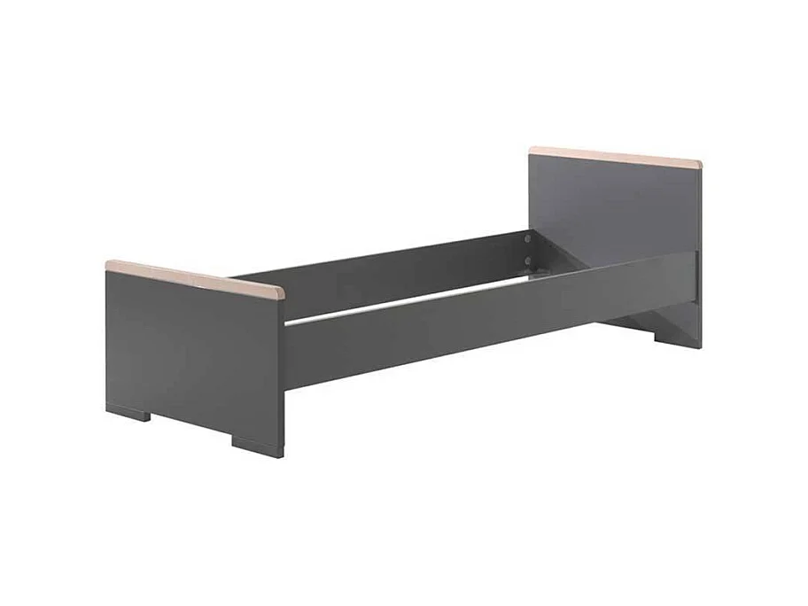 Jugendzimmer Bett in Anthrazit und Buche modern