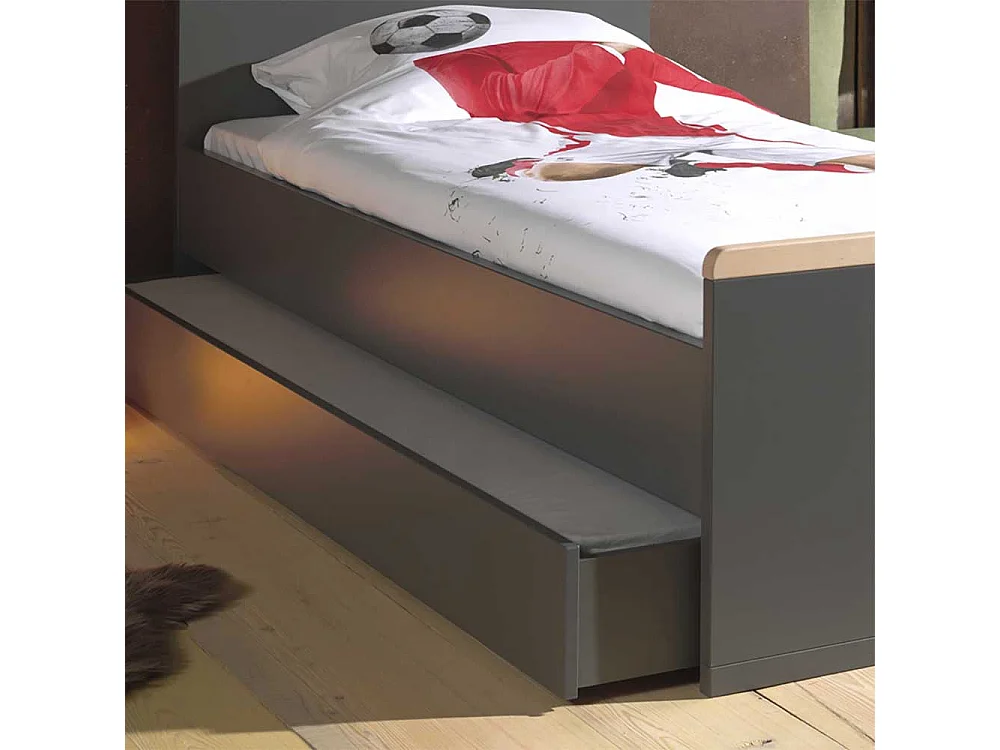 Jugendzimmer Bett in Anthrazit und Buche modern