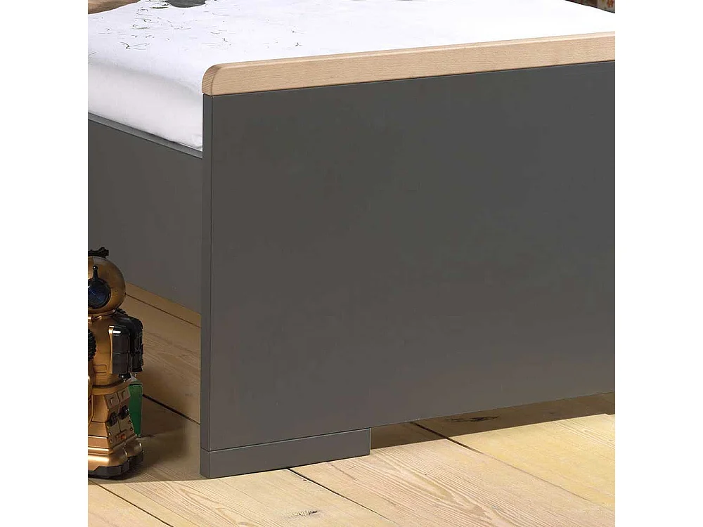 Jugendzimmer Bett in Anthrazit und Buche modern