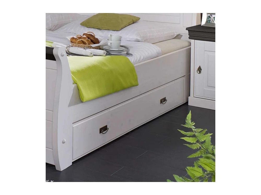 Landhausbett in Weiß Dunkelbraun