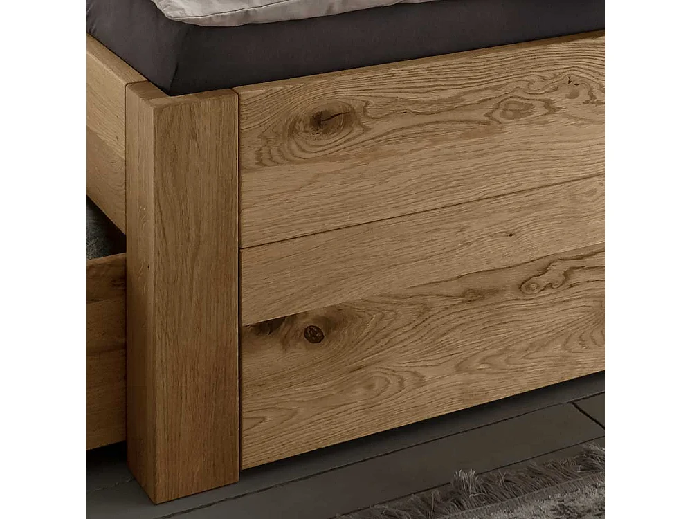 Massivholzbett Doppelbett in modernem Design - Wildeichefarben