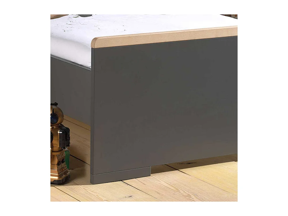 Jugendzimmer Bett in Anthrazit und Buche modern