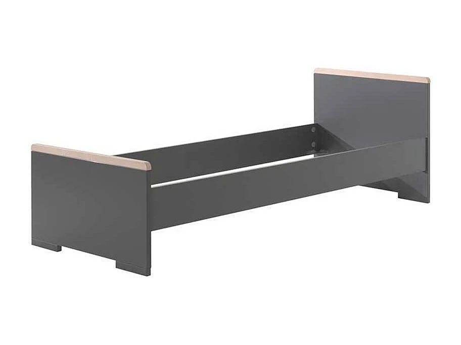 Jugendzimmer Bett in Anthrazit und Buche modern