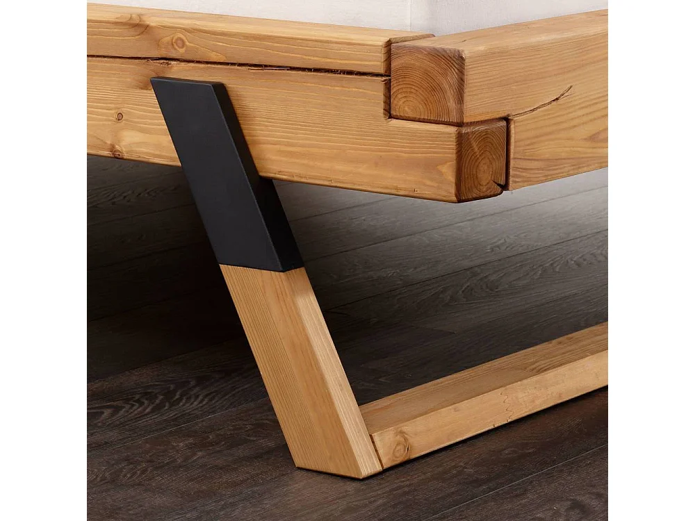 Holzbett Massivholzbett in Eichefarben auf Kufen