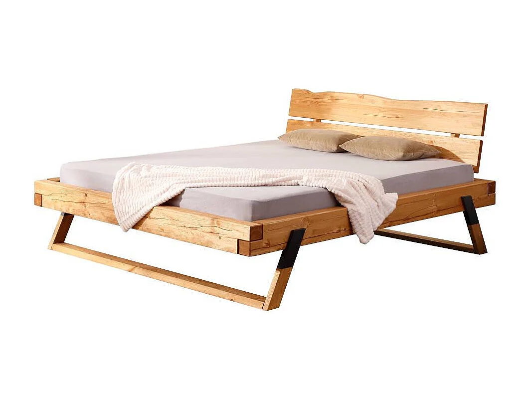 Holzbett Massivholzbett in Eichefarben auf Kufen