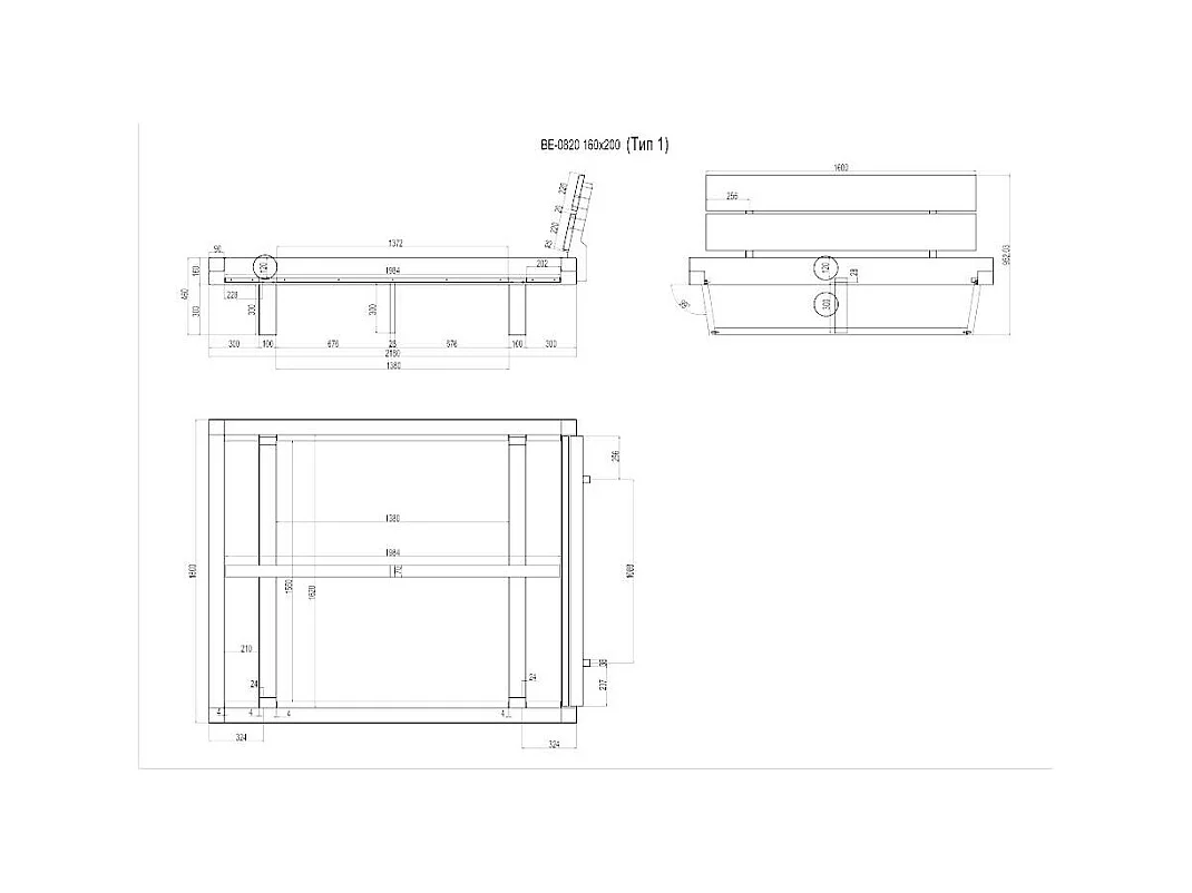 Holzbett Doppelbett aus Massivholz mit Massivholz Oberfläche