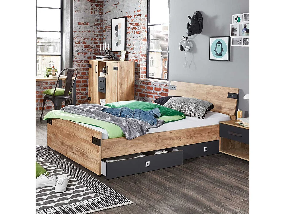 Niedriges Bettgestell Made in Germany Industry und Loft Stil