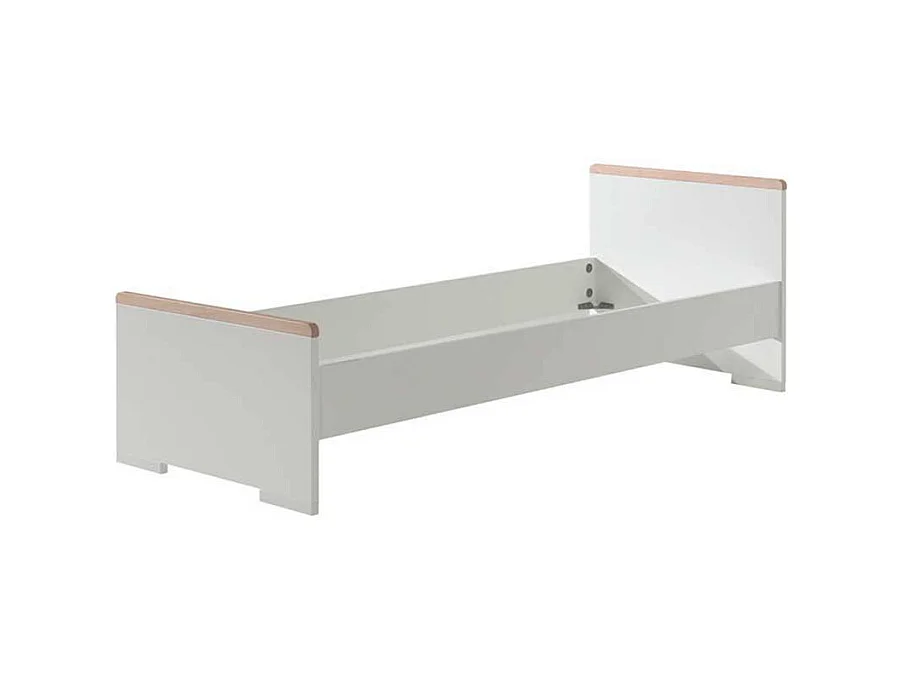 Jugendbettgestell in Weiß und Buche modern