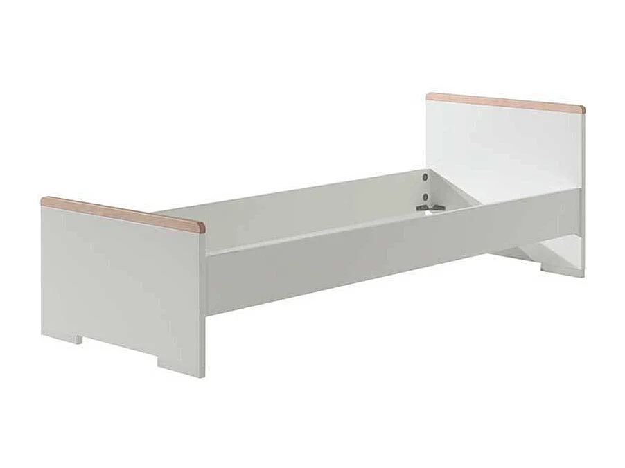 Jugendbettgestell in Weiß und Buche modern