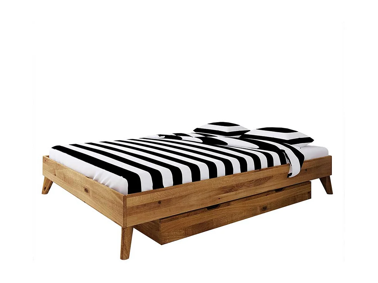 Personenbett aus Wildeiche Massivholz Kopfteil