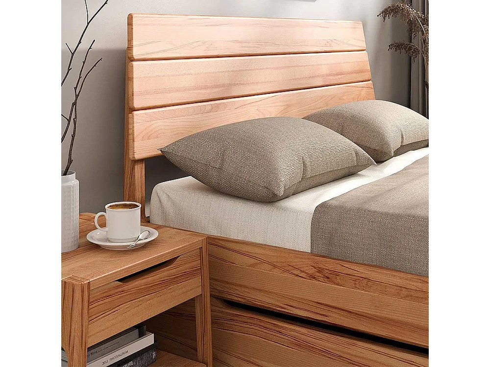 Naturholzbetten in Kernbuchefarben 94 cm Kopfteil