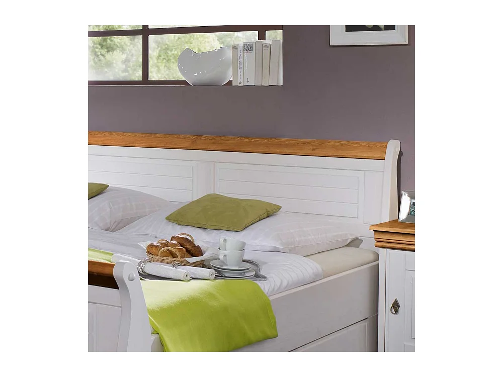 Ehebett in Weiß Honigfarben