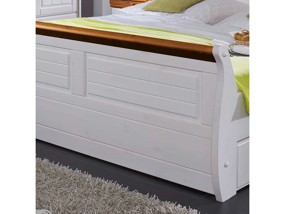 Ehebett in Weiß Honigfarben