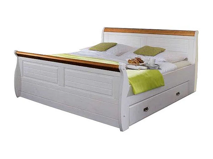 Ehebett in Weiß Honigfarben