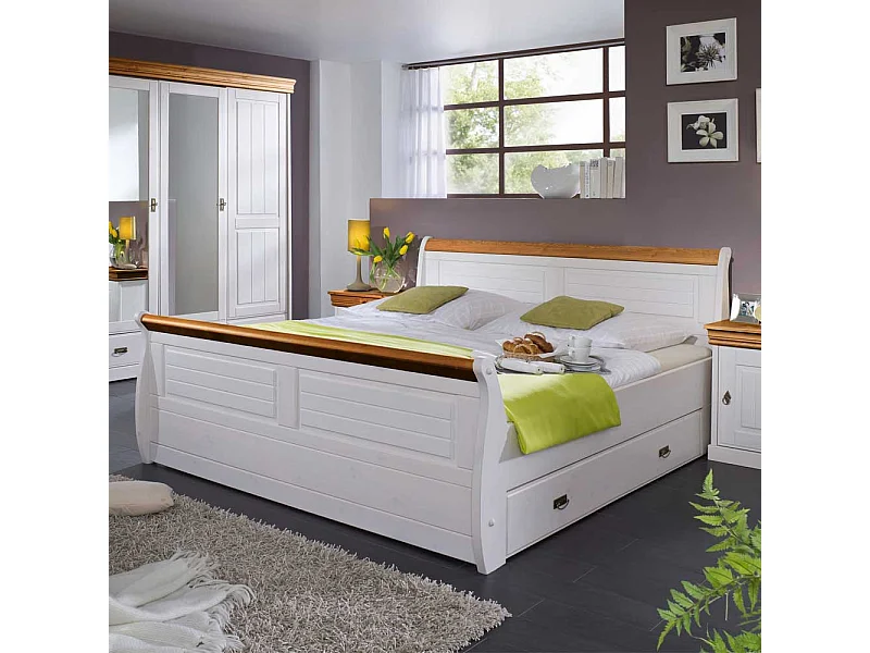 Ehebett in Weiß Honigfarben