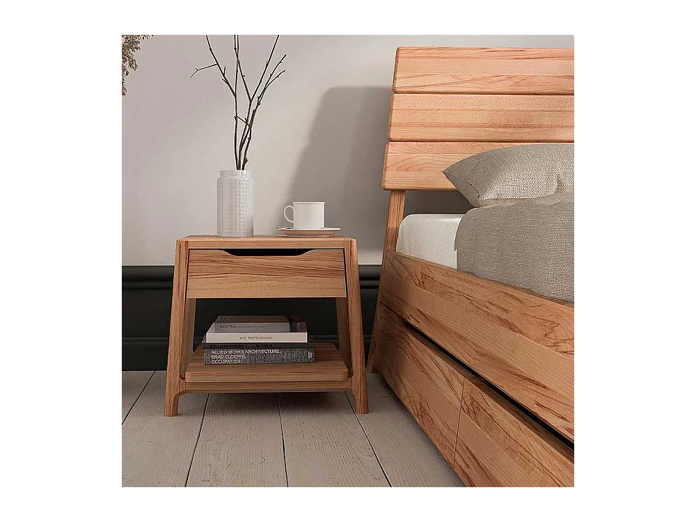 Naturholzbetten in Kernbuchefarben 94 cm Kopfteil