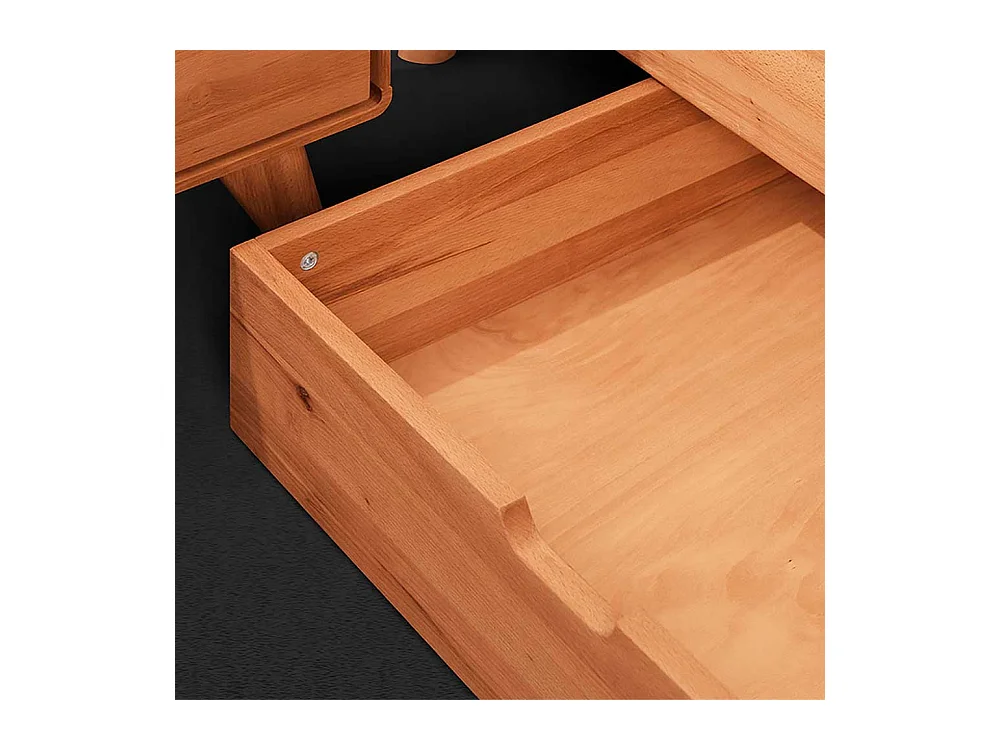 Niedriges Bettgestell aus Kernbuche Massivholz Kopfteil