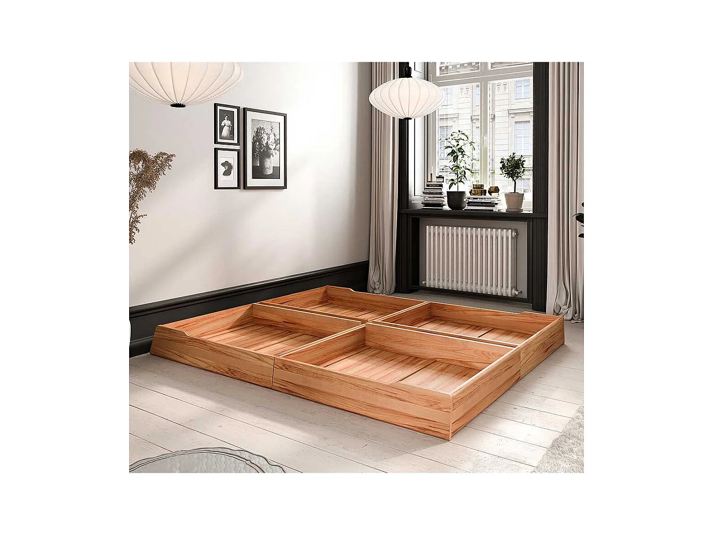 Doppelbettgestell aus Kernbuche Massivholz modernem Design