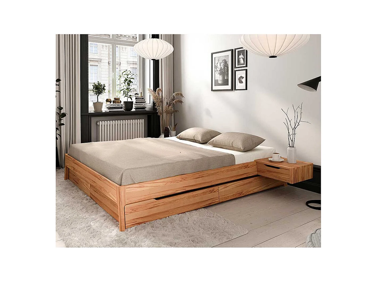 Doppelbettgestell aus Kernbuche Massivholz modernem Design