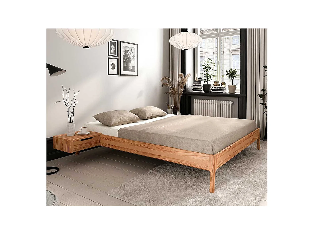 Doppelbettgestell aus Kernbuche Massivholz modernem Design