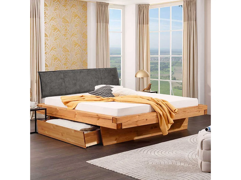 Doppelbett Holzbett aus Massivholz in Eichefarben