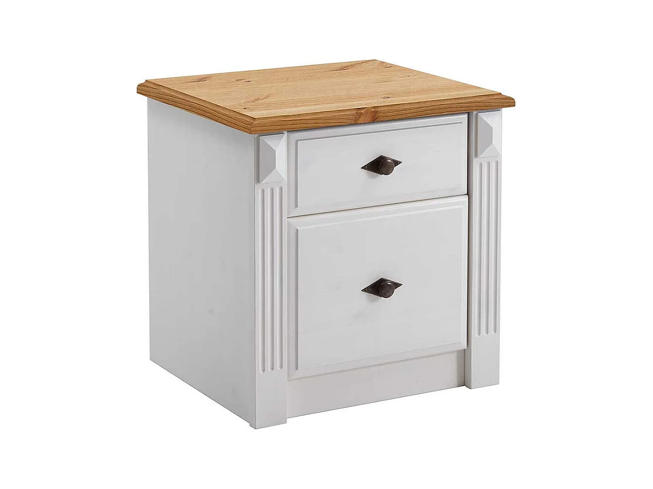 Komfortbett in Weiß Kiefer massiv Nachtkommoden (dreiteilig)