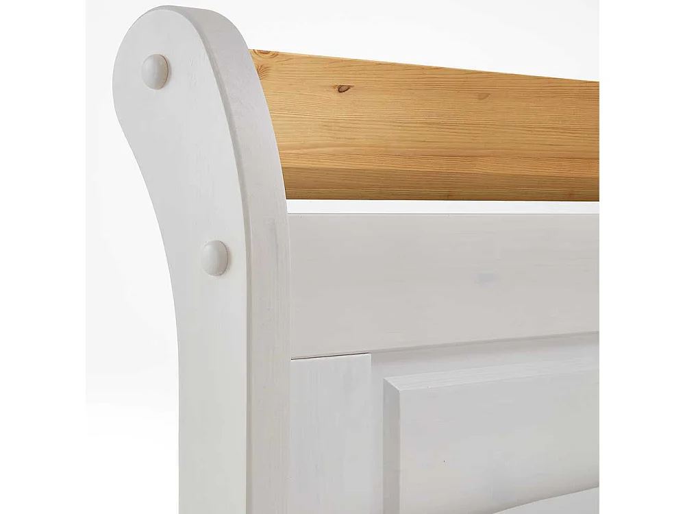 Komfortbett in Weiß Kiefer massiv Nachtkommoden (dreiteilig)