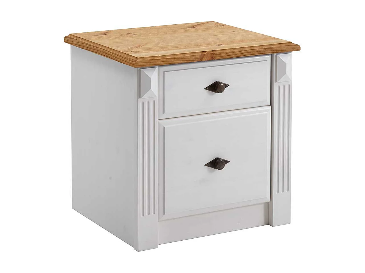 Komfortbett in Weiß Kiefer massiv Nachtkommoden (dreiteilig)