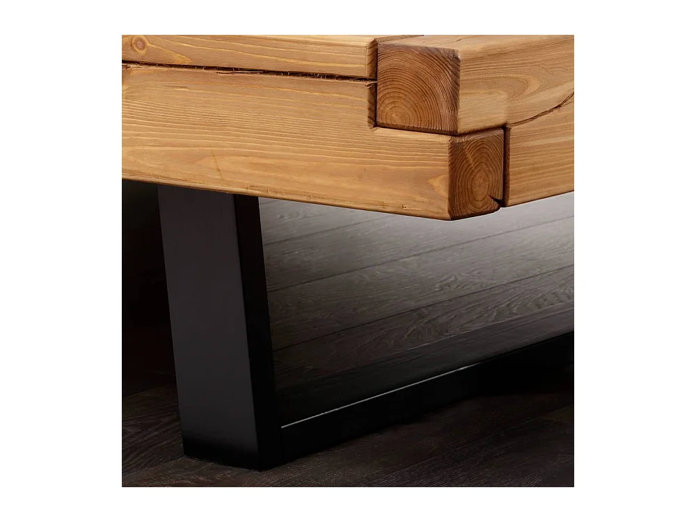 Holzbett Doppelbett auf Kufen mit Massivholz Oberfläche