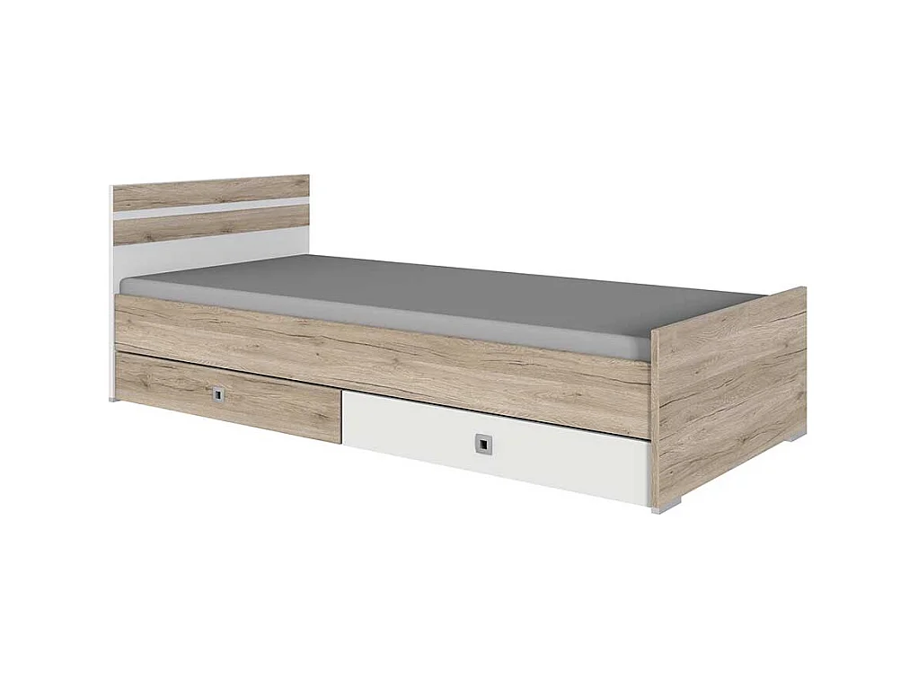 Günstiges Jugendbett in Eiche San Remo und Weiß Made in Germany