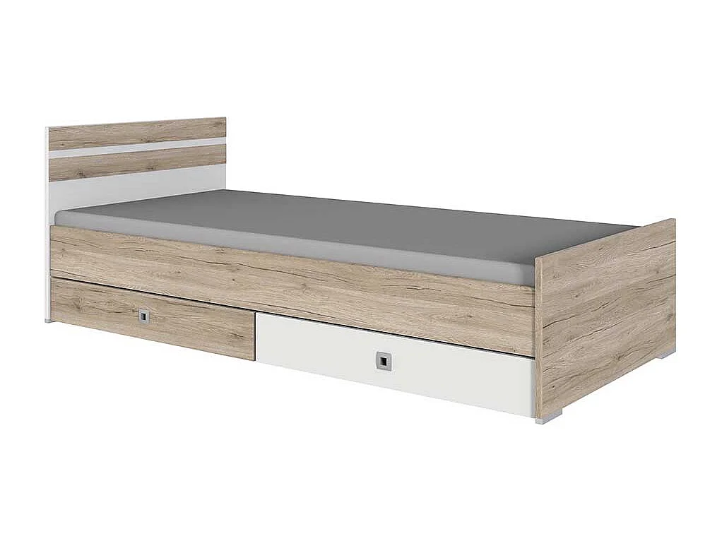 Günstiges Jugendbett in Eiche San Remo und Weiß Made in Germany