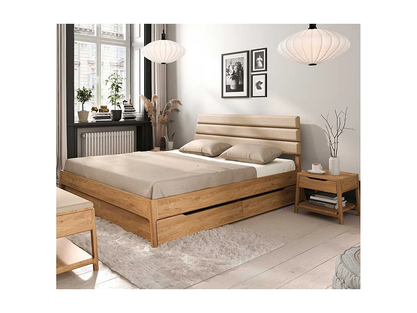 Holzbett in Wildeichefarben Beige