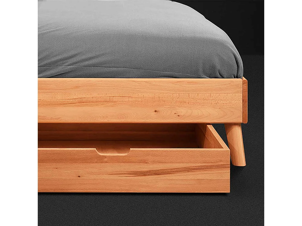 Futonbett aus Kernbuche Massivholz Bettkasten