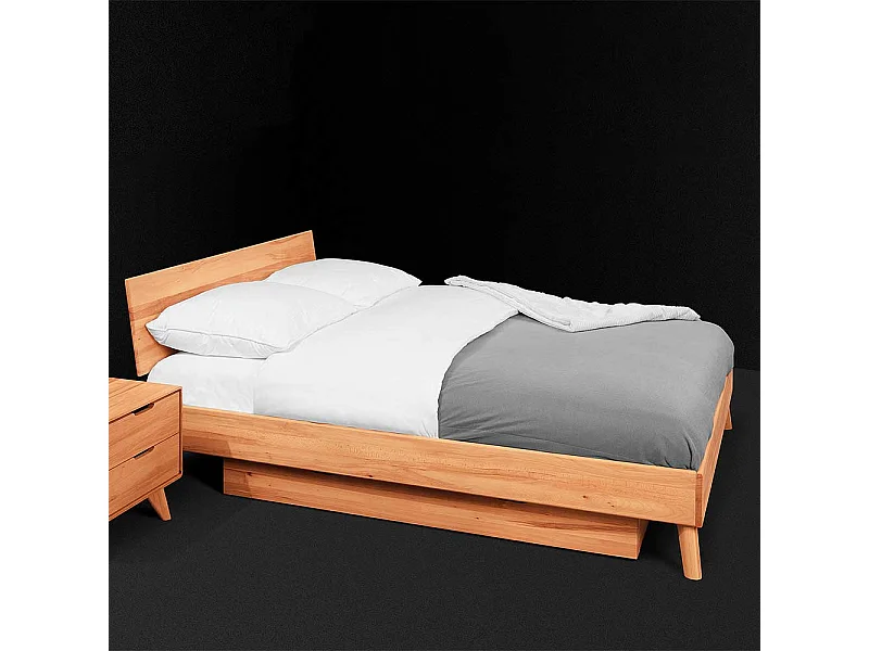 Futonbett aus Kernbuche Massivholz Bettkasten