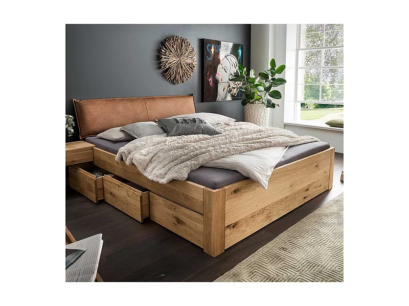 Doppelbett Kastenbett aus Wildeiche Massivholz geölt