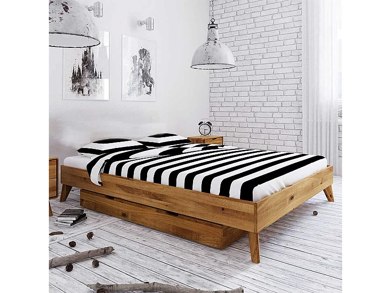 Massivholzbett ohne Kopfteil Wildeiche geölt