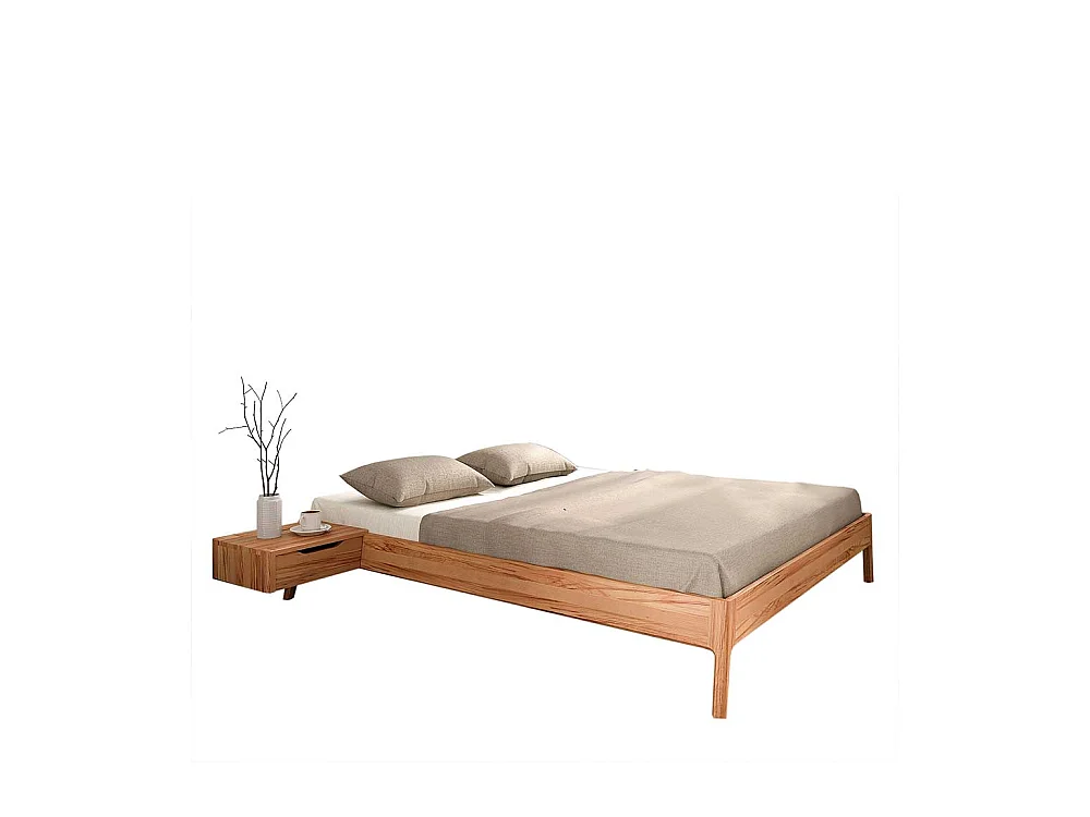 Doppelbettgestell aus Kernbuche Massivholz modernem Design