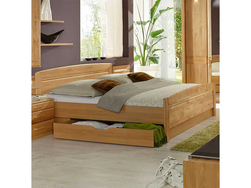 Doppelbett aus Erle Teilmassiv Bettkasten