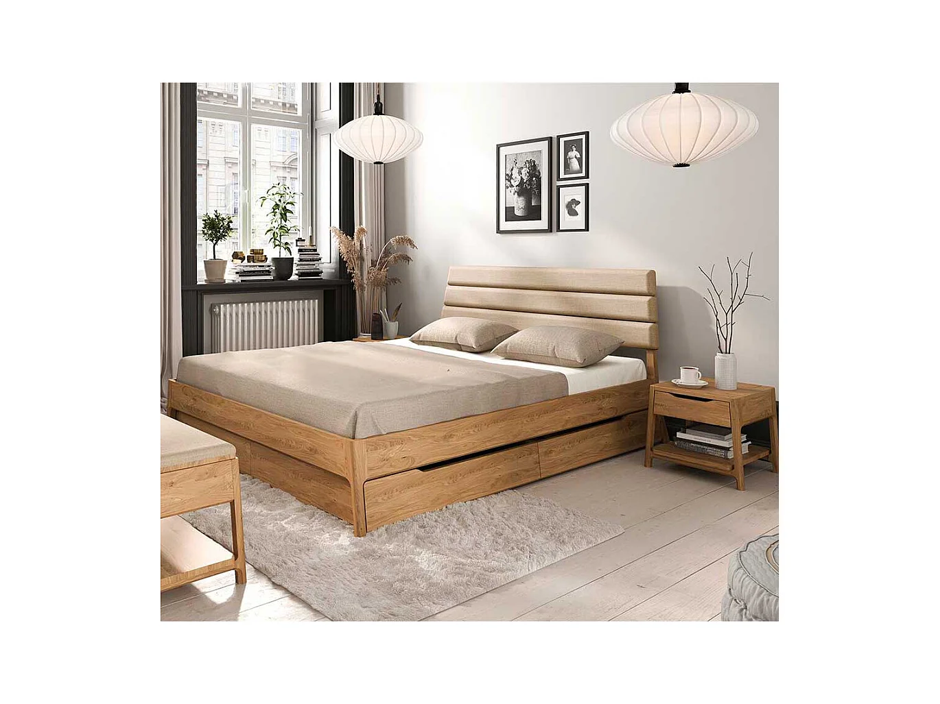 Holzbett in Wildeichefarben Beige