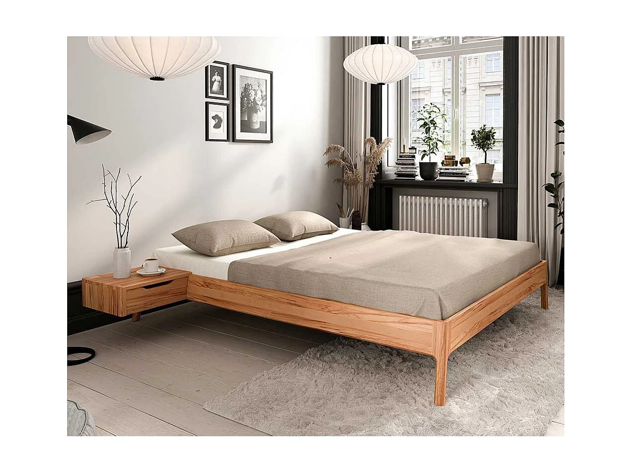 Doppelbettgestell aus Kernbuche Massivholz modernem Design