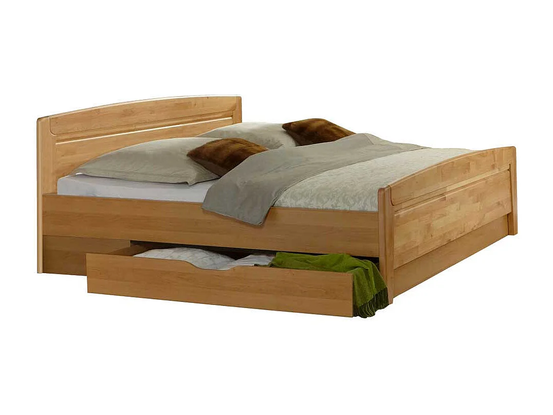 Doppelbett aus Erle Teilmassiv Bettkasten