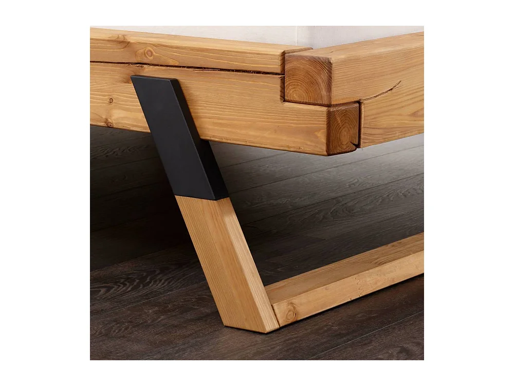 Holzbett Massivholzbett in Eichefarben auf Kufen