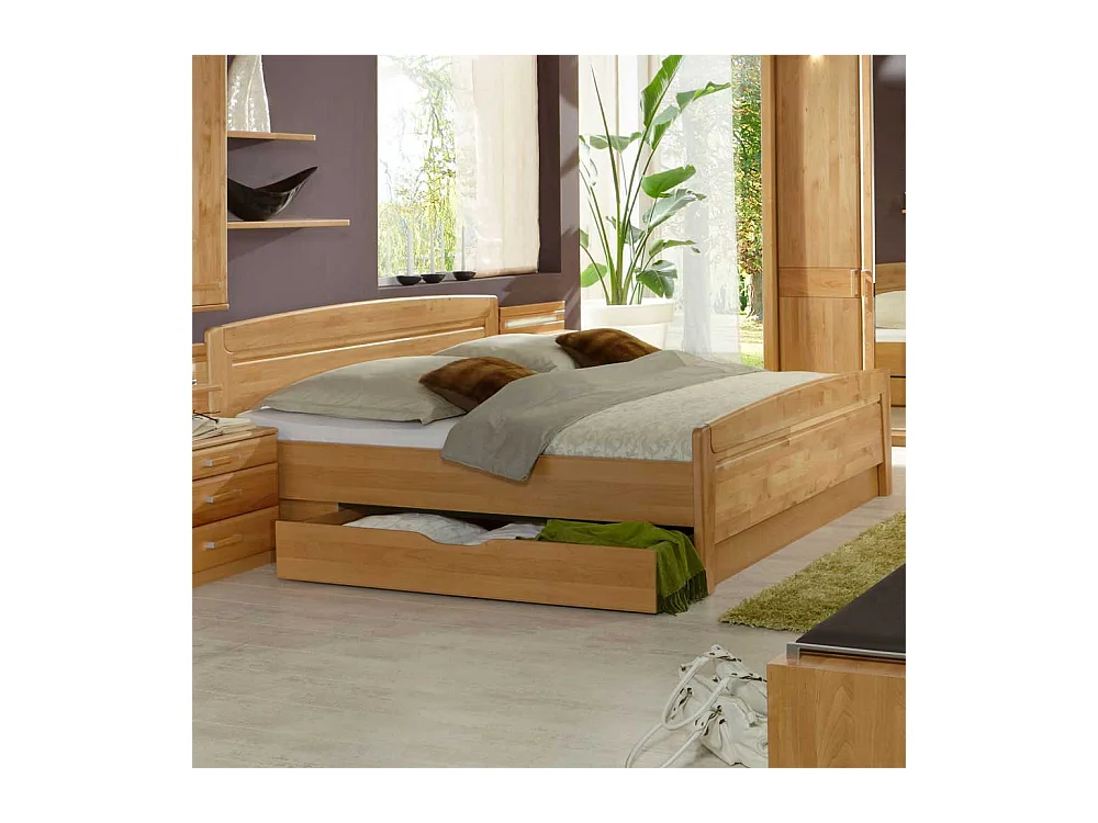 Doppelbett aus Erle Teilmassiv Bettkasten
