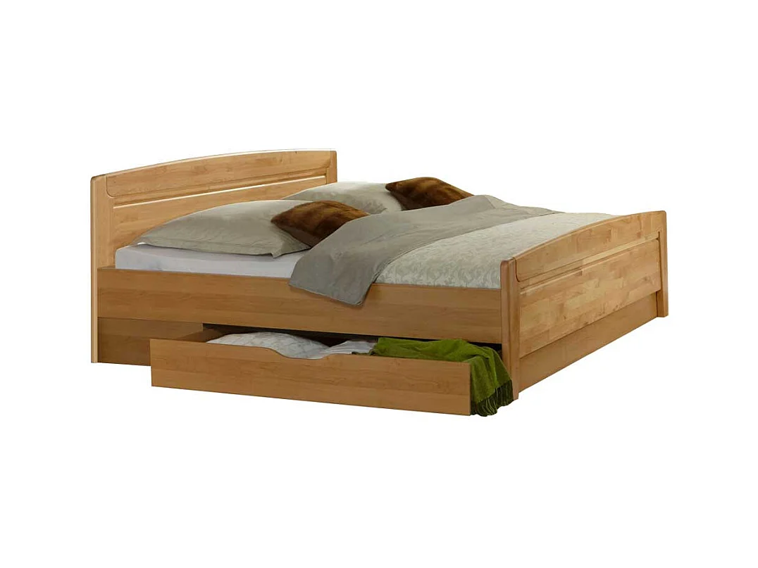 Doppelbett aus Erle Teilmassiv Bettkasten
