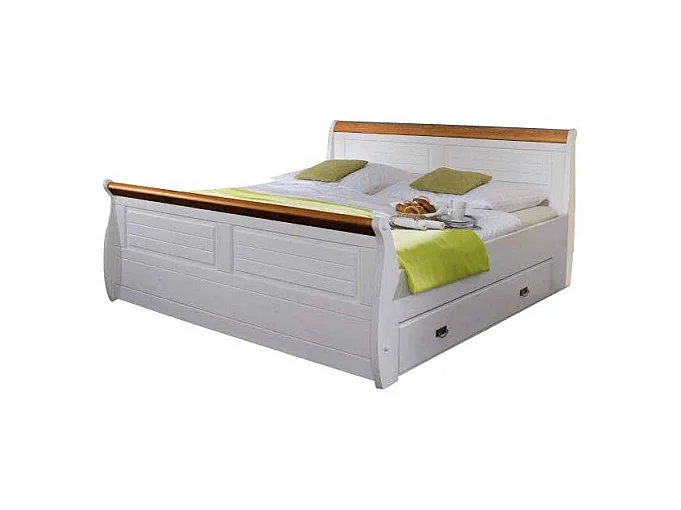 Ehebett in Weiß Honigfarben